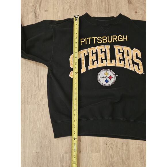 Vintage Logo Athletic Embroidered Pittsburgh Steelers NFL Sweatshirt Large Black - Picture 7 of 9